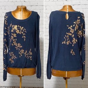 Anthro Knitted & Knotted Floral Foil Sweater